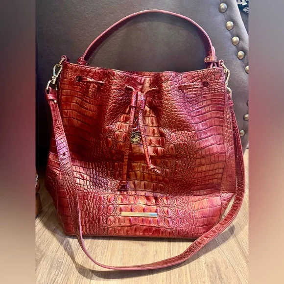 Brahmin | Bags | Brahmin Marlowe Chili Melbourne Bucket Bag  Brahmin Marlowe Chili Melbourne bucket bag purse drawstring leather shoulder main image 1